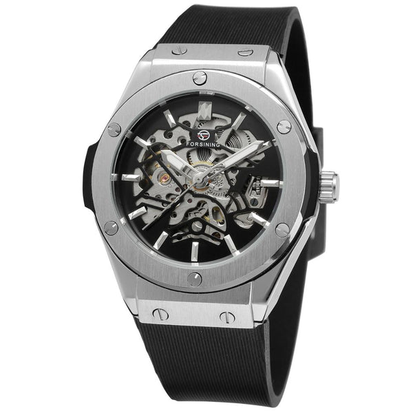 Ultra Luxury Steel Chronograph Skeleton Watch - Black/Silver