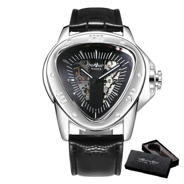 Luxury Steel Automatic Skeleton Watch - Silver