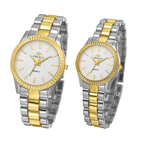 His & Hers Classic Stainless Steel Watch - Silver/Gold/White