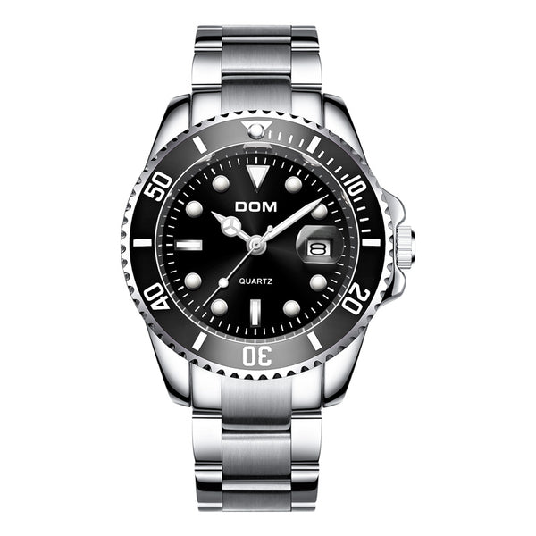 Luxury Stainless Steel Waterproof Watch - Black
