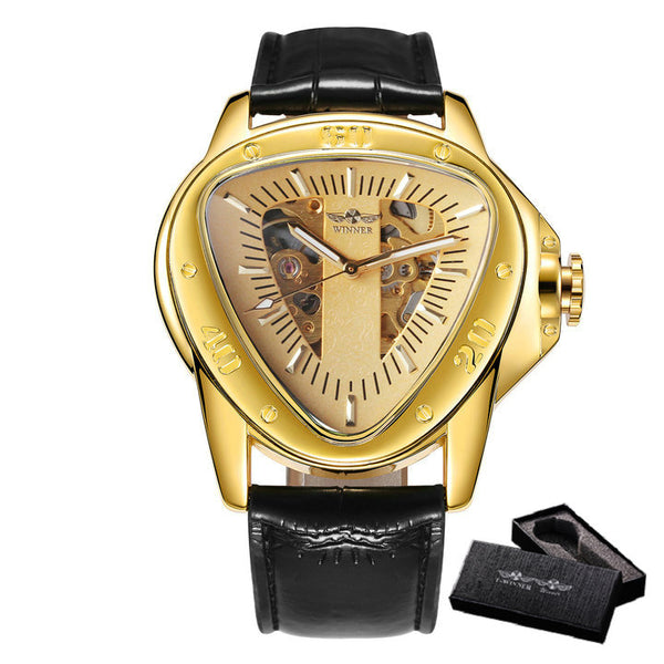 Luxury Steel Automatic Skeleton Watch - Gold/Gold
