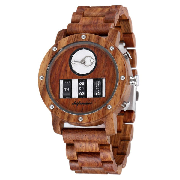 Luxury Wooden Chronograph Quartz Watch - Brown