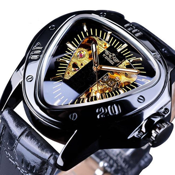 Ultra Luxury Mechanical Steel Skeleton Watch - Black/Gold