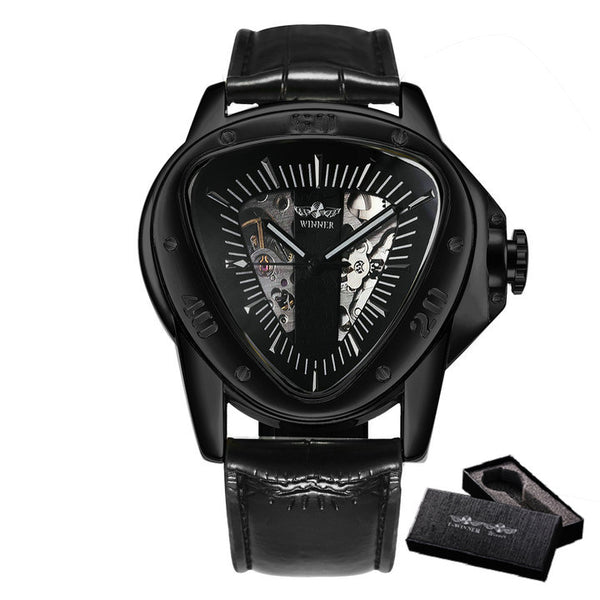 Luxury Steel Automatic Skeleton Watch - Black