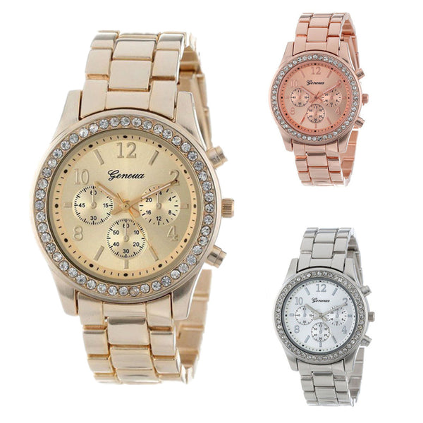 Luxury Diamond-Like Steel Watch - 3 Colors