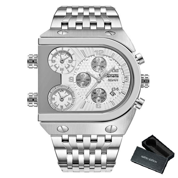 Luxury Mechanical Steel Chronograph Steel Band Watch - Silver/Silver