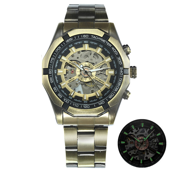 Ultra Luxury Mechanical Steel Skeleton Watch - Copper
