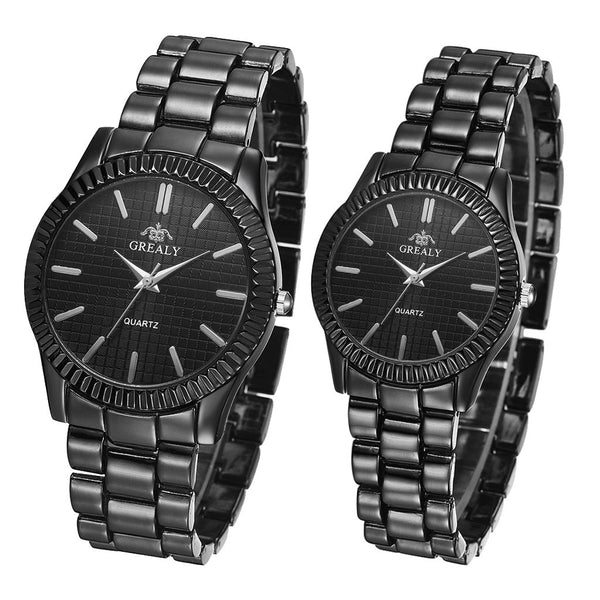His & Hers Classic Stainless Steel Watch - Black