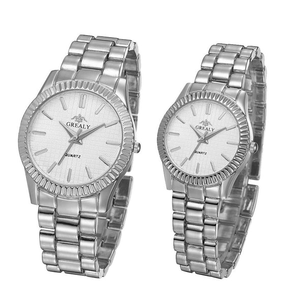 His & Hers Classic Stainless Steel Watch - Silver/White