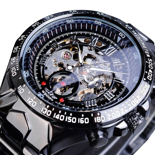 Ultra Luxury Automatic Skeleton Steel Watch - Black