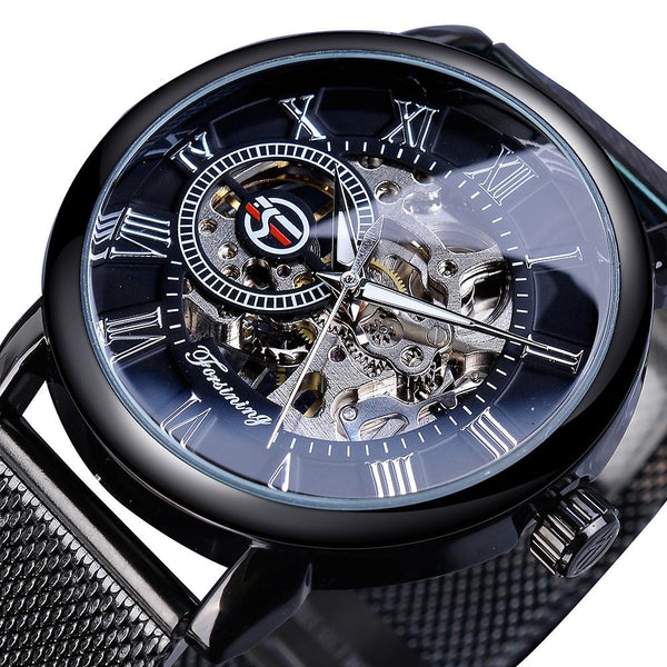 Ultra Luxury Automatic Skeleton Watch - Black/Black