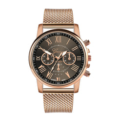 Luxury Chronograph Milanese Stainless Steel Gold Band Watch - Black
