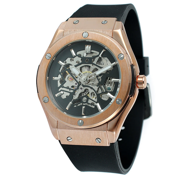 Ultra Luxury Steel Chronograph Skeleton Watch - Gold/Black