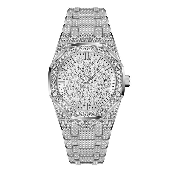 Unique Diamond-Style Iced Out Watch - Silver