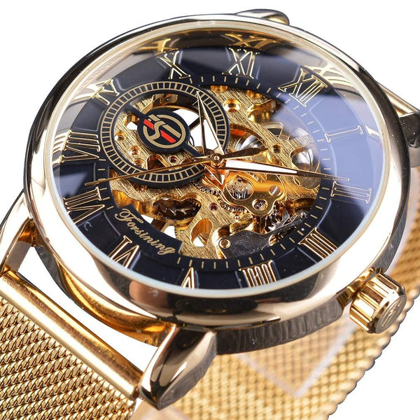 Ultra Luxury Automatic Skeleton Watch - Black/Gold