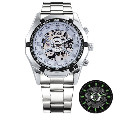 Ultra Luxury Mechanical Steel Skeleton Watch - White/Silver