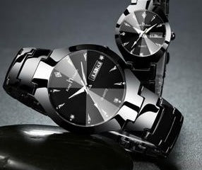 Luxury His/Hers Steel Pair of Watches - Black Pair