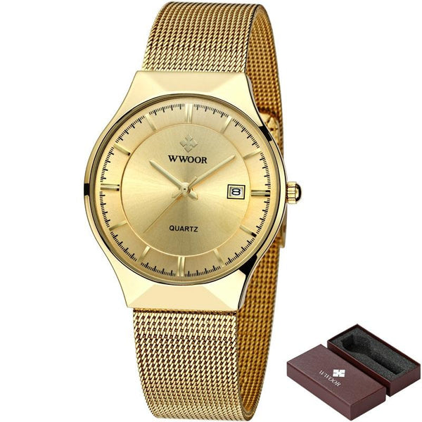 Luxury Quartz Steel Mesh Watch - Gold
