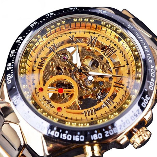 Ultra Luxury Automatic Skeleton Steel Watch - Gold