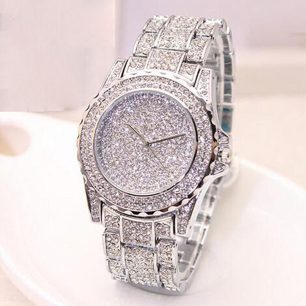 Luxury Diamond-Style Iced Out Watch - Silver
