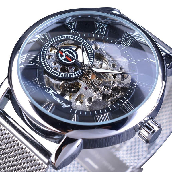 Ultra Luxury Automatic Skeleton Watch - Black/Steel