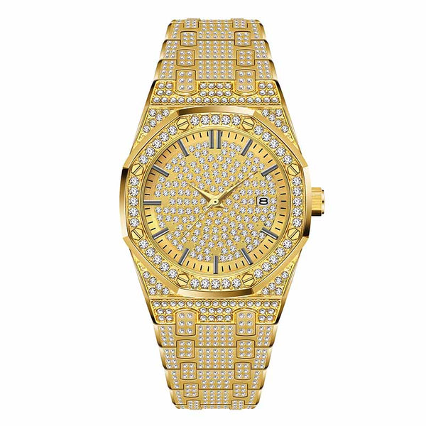 Unique Diamond-Style Iced Out Watch - Gold