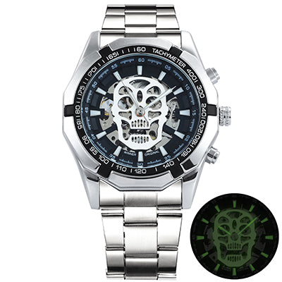 Ultra Luxury Mechanical Steel Skeleton Skull Watch - Steel/Black/Steel