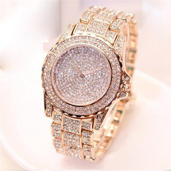 Luxury Diamond-Style Iced Out Watch - Rose Gold