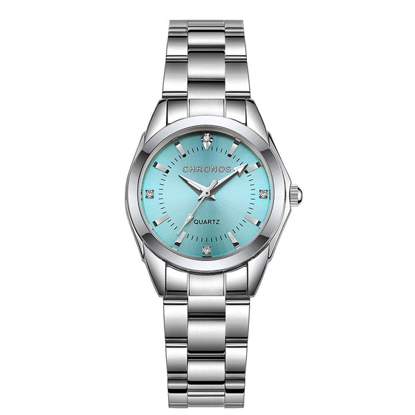 Luxury Rhinestone Stainless Steel Quartz Watch - 4 Color Options