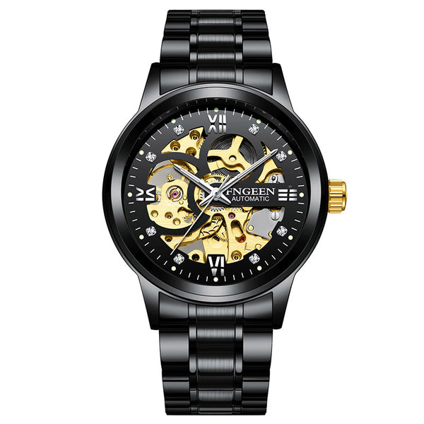 Ultra Luxury Steel Band Skeleton Watch - Black
