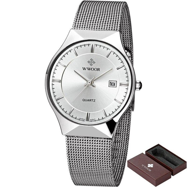 Luxury Quartz Steel Mesh Watch - White