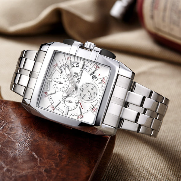 Luxury Big Face Chronograph Steel Watch - White