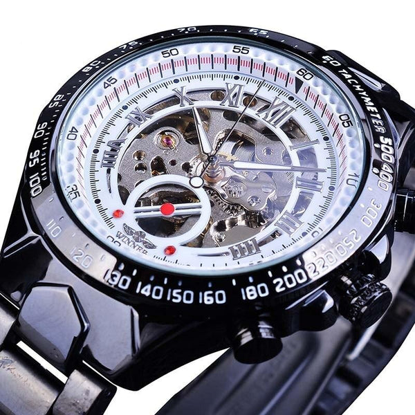 Ultra Luxury Automatic Skeleton Steel Watch - White/Black/Black