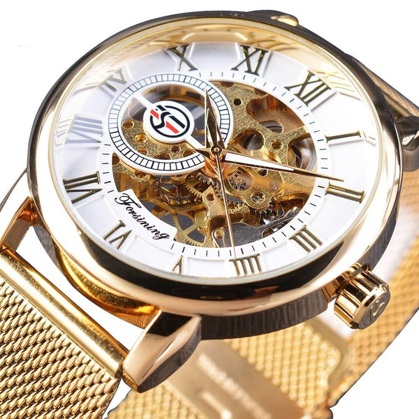 Ultra Luxury Automatic Skeleton Watch - White/Gold