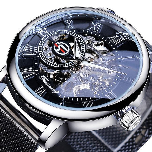 Ultra Luxury Automatic Skeleton Watch - Steel Black