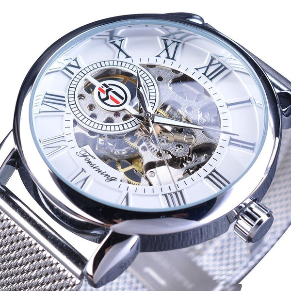Ultra Luxury Automatic Skeleton Watch - White/Steel