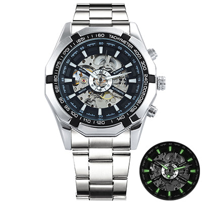 Ultra Luxury Mechanical Steel Skeleton Watch - Steel/Black/Steel