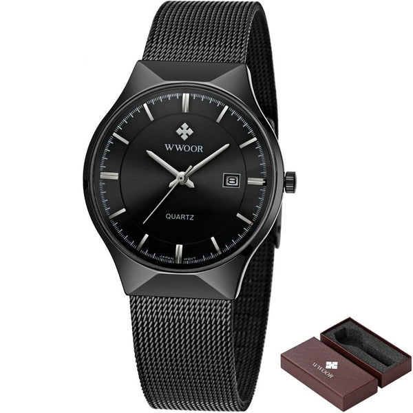 Luxury Quartz Steel Mesh Watch - Black