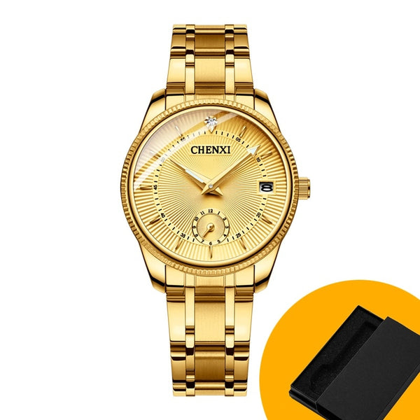 Luxury Dual Dial Steel Band Watch - Womens Gold