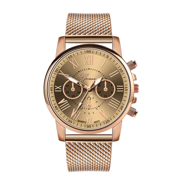 Luxury Chronograph Milanese Stainless Steel Gold Band Watch - Gold