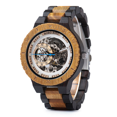 Luxury Automatic Wood Retro Watch - Brown/Black