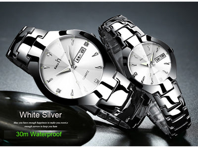 Luxury His/Hers Steel Pair of Watches - White