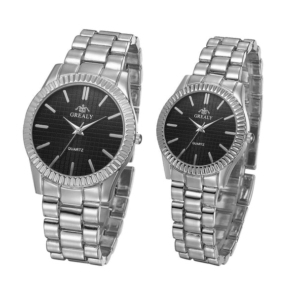 His & Hers Classic Stainless Steel Watch - Silver/Black