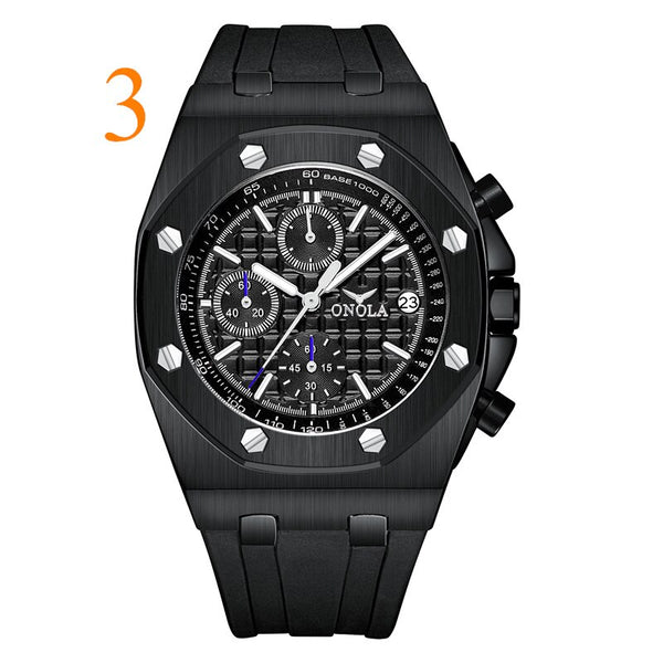 Luxury Chronograph Steel Watch - Black/Black/Black