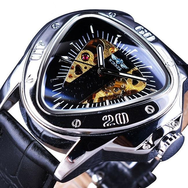 Ultra Luxury Mechanical Steel Skeleton Watch - Blue/Gold/Black