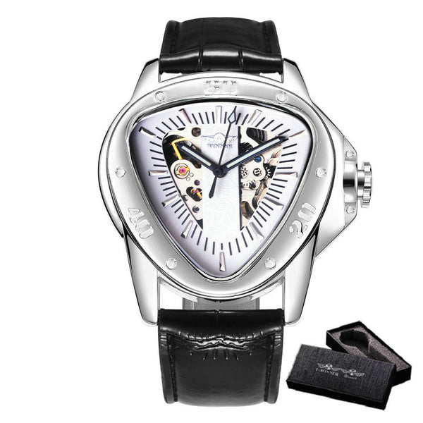 Luxury Steel Automatic Skeleton Watch - Silver/Silver