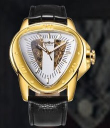 Luxury Steel Automatic Skeleton Watch - White/Gold