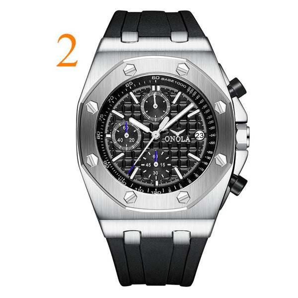 Luxury Chronograph Steel Watch - Black/Steel/Black