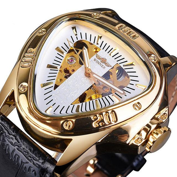 Ultra Luxury Mechanical Steel Skeleton Watch - White/Gold