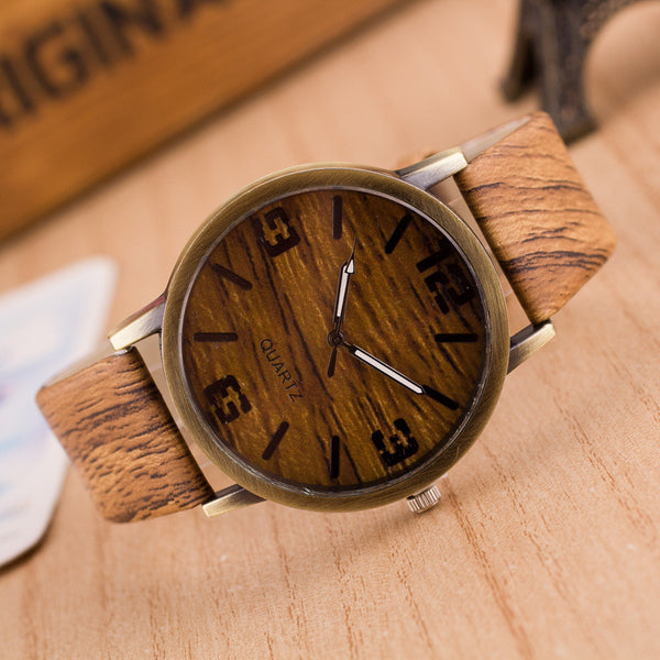 Vintage Wooden Grain Quartz Watch - 4 Color Options